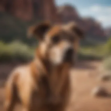 Diverse Breeds in Arizona's Scenic Landscape A picturesque view of an Arizona landscape with various dog breeds.