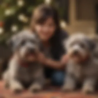 Owner bonding with a Schnoodle during playtime