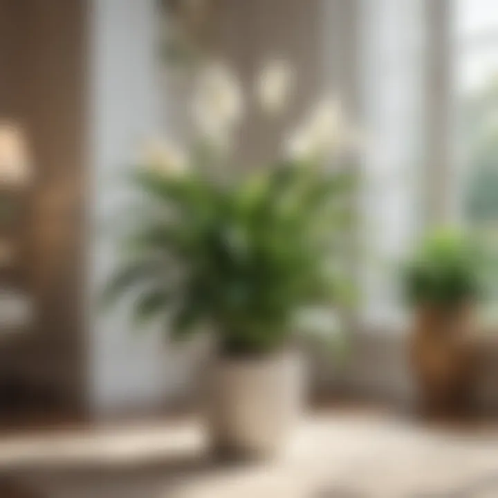 Beautiful peace lily in bright living space