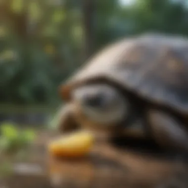 A turtle enjoying a nutritious meal