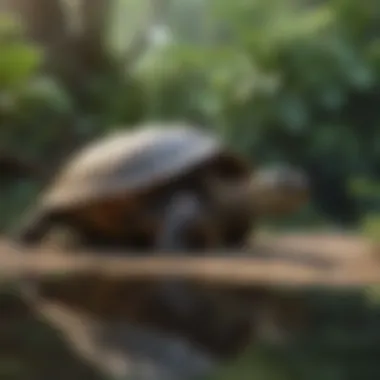 Ideal Turtle Habitat A serene turtle habitat with natural elements