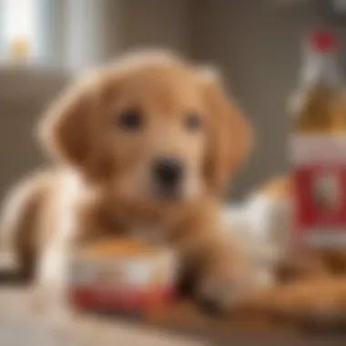 Golden Retriever Puppy Enjoying Royal Canin Golden Retriever puppy enjoying Royal Canin food