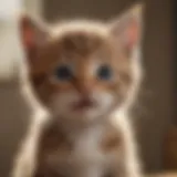 Close-up of a playful kitten showing signs of discomfort