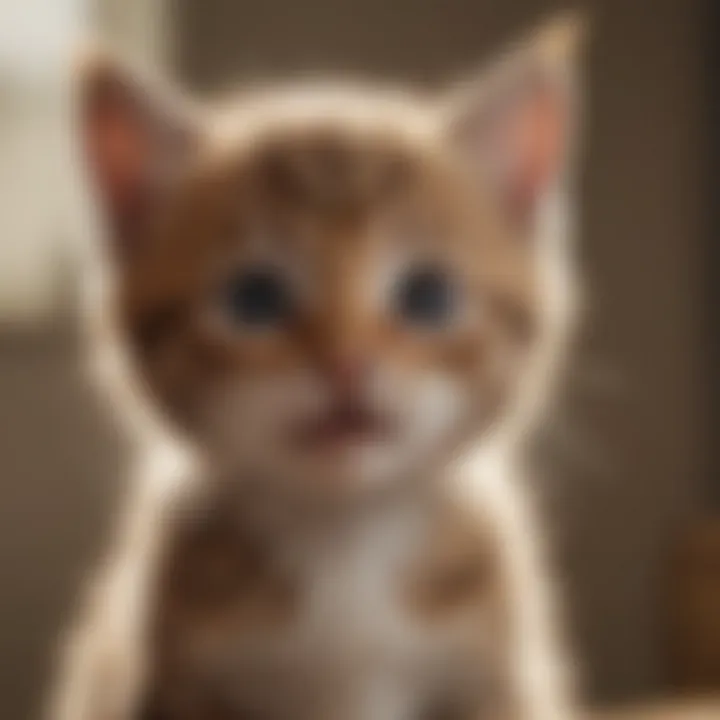 Close-up of a playful kitten showing signs of discomfort