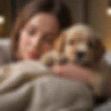 Owner gently cradling a puppy for comfort