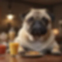 Nutritional chart highlighting essential nutrients for adult pugs