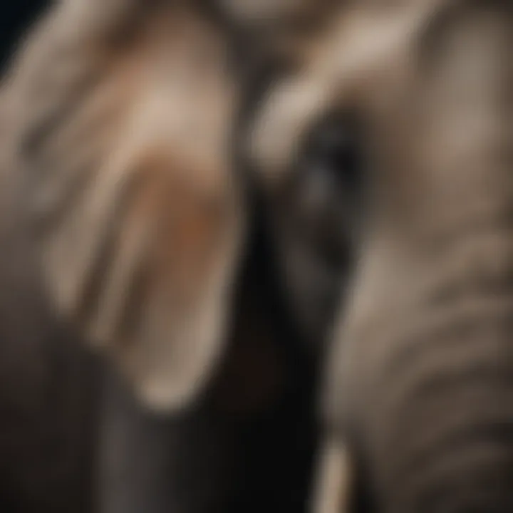 Close-up of an elephant's textured skin
