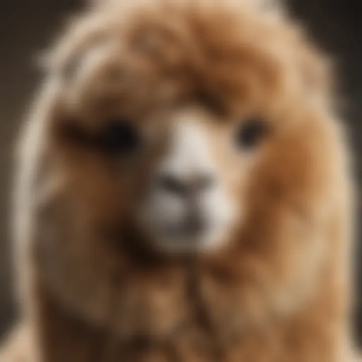 Close-up shot of an alpaca's soft, fluffy fleece showcasing its texture