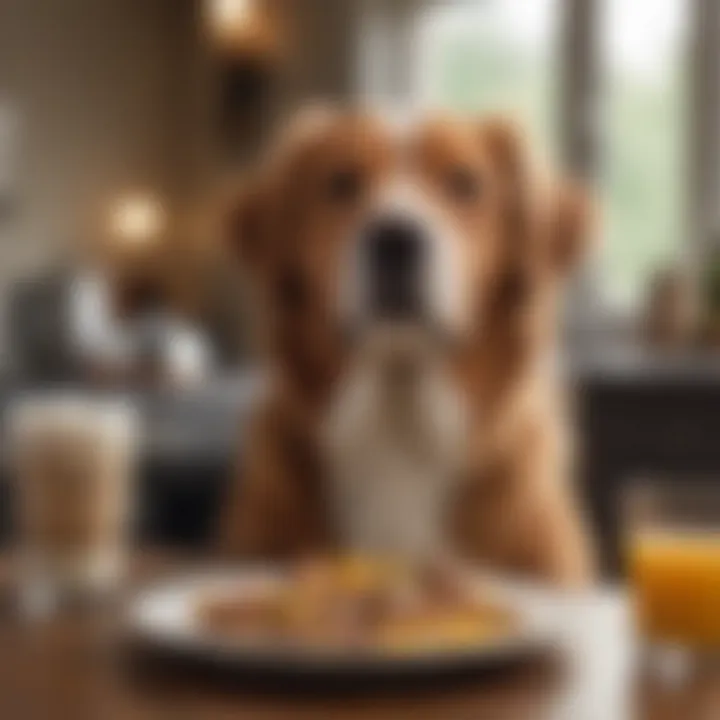 A happy dog enjoying a meal, symbolizing pet health