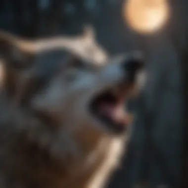 The Symbolism of Howling in Wolf Culture A wolf howling at the moon, symbolizing its connection with the wilderness