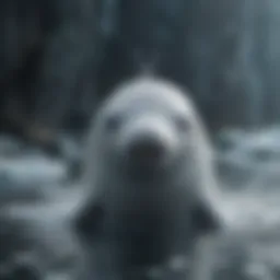 A beluga whale swimming gracefully in icy waters