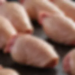 Close-up of raw chicken pieces on a clean surface