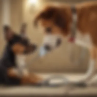 Veterinarian examining a dog with a stethoscope