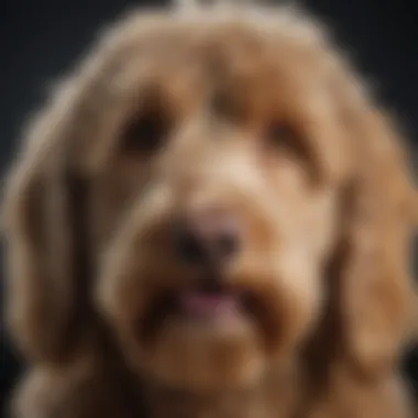 A close-up of an Australian Labradoodle's expressive face, reflecting its friendly temperament.