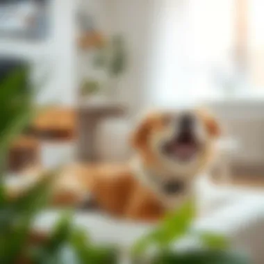 A happy dog relaxing in a clean, fresh environment