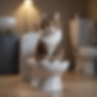 Cat using a toilet training system with ease.