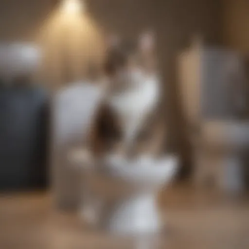 Cat using a toilet training system with ease.