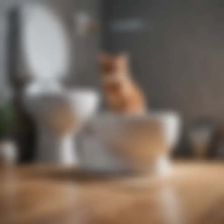 Various cat toilet training products displayed together.