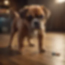 Chewable flea tablet for dogs on a wooden surface