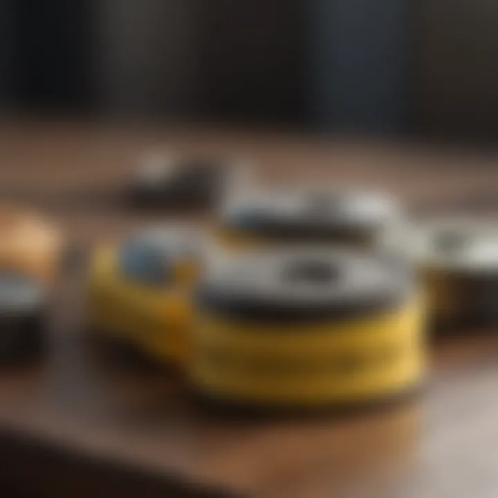 A comparison of various flea collars on a table