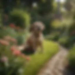A serene garden with a well-maintained lawn free from fleas