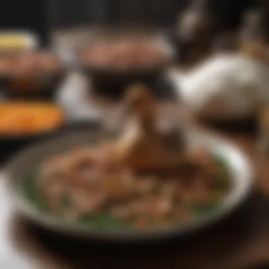 Diverse duck food options laid out on a table