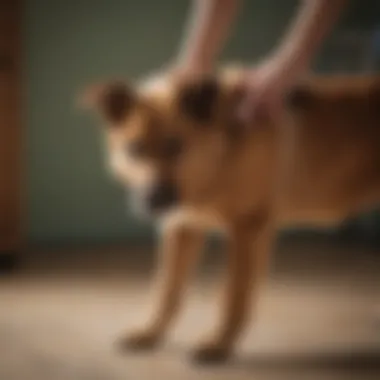 Fitting a Leg Support for Canine Comfort An owner fitting a leg support on a dog