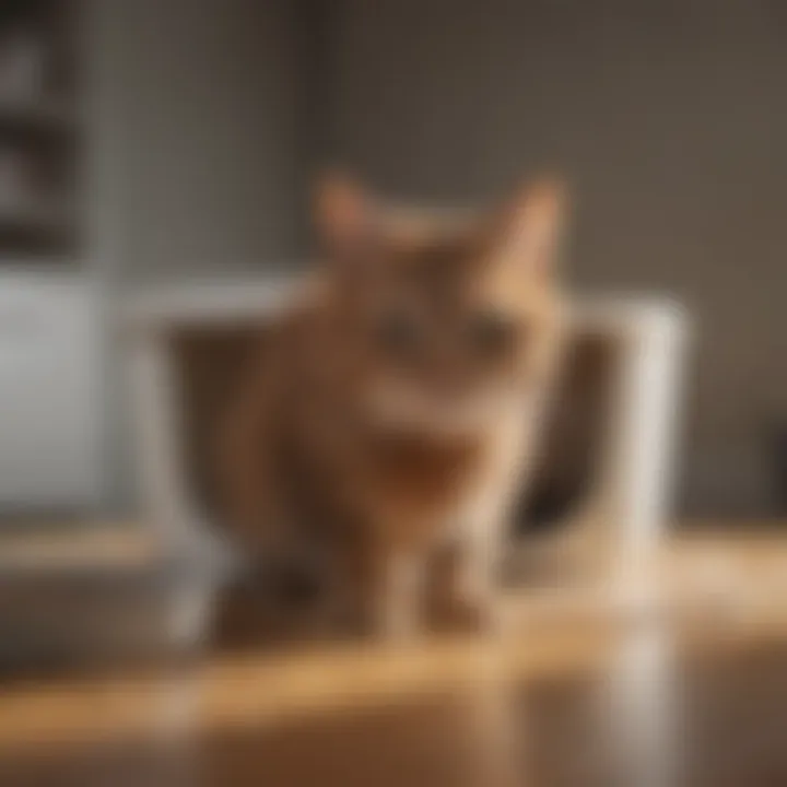 A satisfied cat using a litter box designed for optimal odor control.