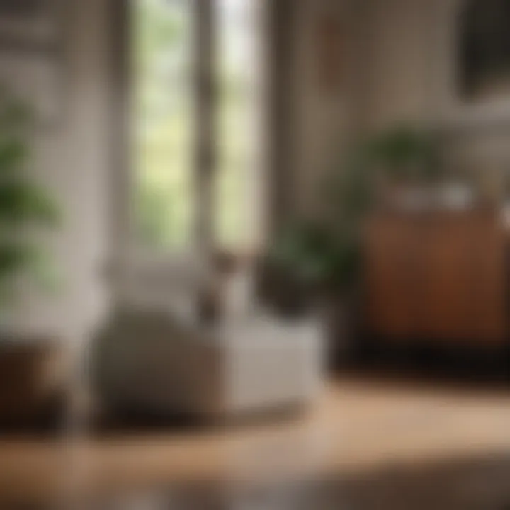 An elegant home setting with a discreet kitty litter box maintaining freshness.