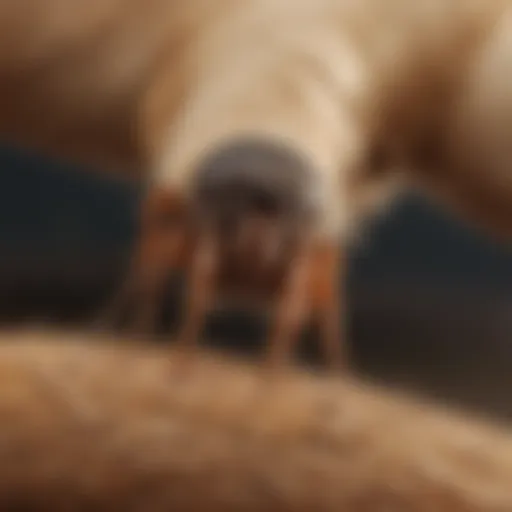 Detailed view of a tick on a dog's fur
