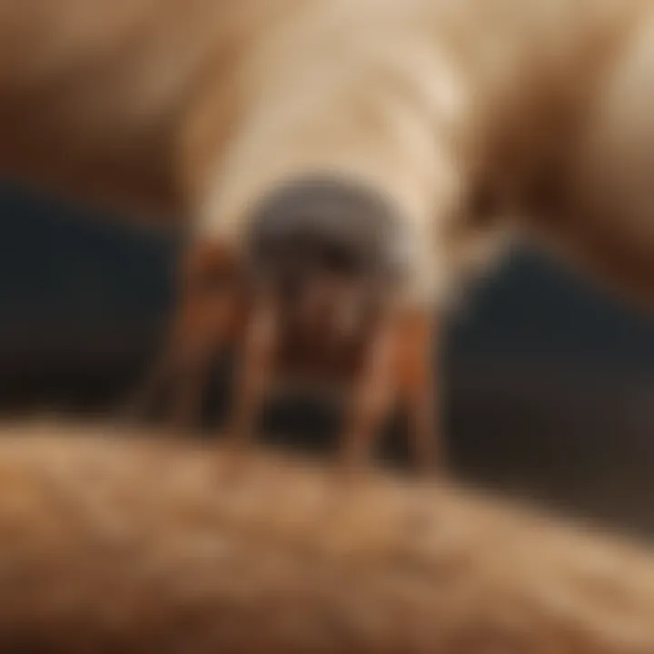 Detailed view of a tick on a dog's fur