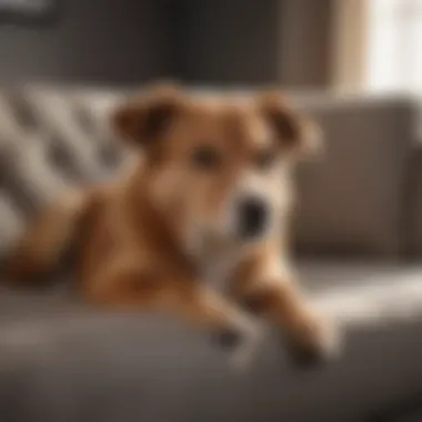 Medium-sized dog breed resting peacefully on a couch