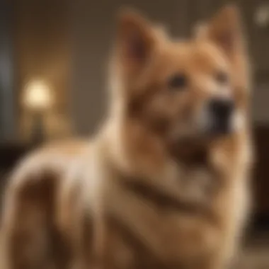Well-groomed non-shedding dog sitting next to its owner