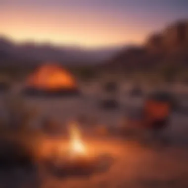 Vibrant sunset over the desert landscape, perfect for camping