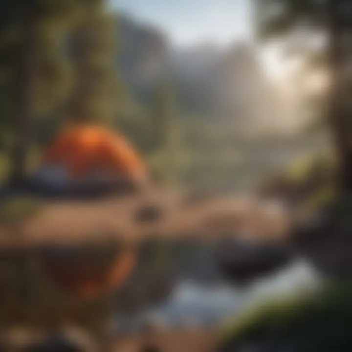Peaceful campsite nestled beside a serene lake in a state park
