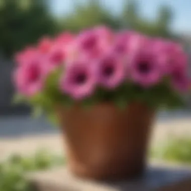 Assorted Potted Petunias Enjoying Full Sun