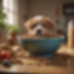 A vibrant bowl filled with high-quality puppy kibble surrounded by fresh ingredients.