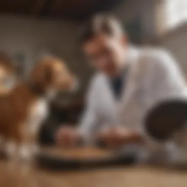 A veterinarian consulting with a dog owner about weight management