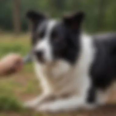 Brushing Techniques for Border Collies Border Collie being brushed with a slicker brush