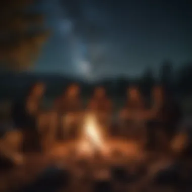 Group of campers enjoying a campfire under the stars