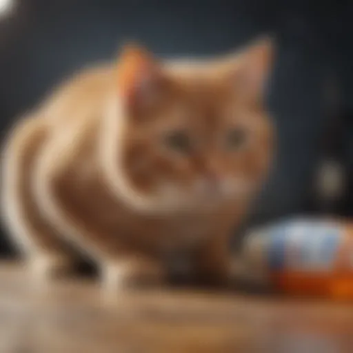 A curious cat investigating a bottle of Pedialyte