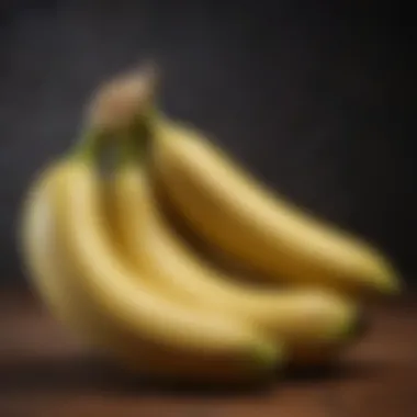 A close-up of a banana highlighting its nutritional information.