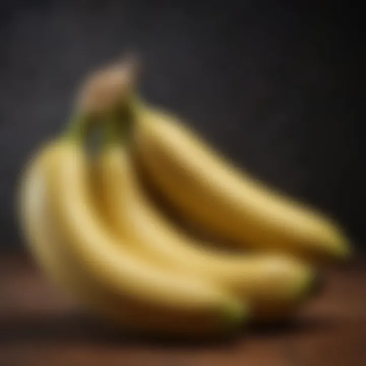 A close-up of a banana highlighting its nutritional information.