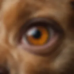 Close-up view of a dog's eye with conjunctivitis symptoms