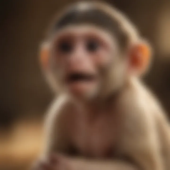 Capuchin monkey engaged in playful activity
