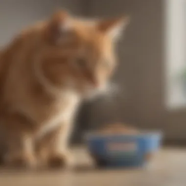 A cat enjoying a bowl of Royal Canin Hydrolyzed Protein, illustrating palatability and satisfaction.