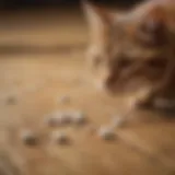 A close-up view of cat flea pills on a wooden surface