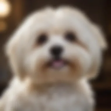 Havanese enjoying the grooming process with a gentle brush