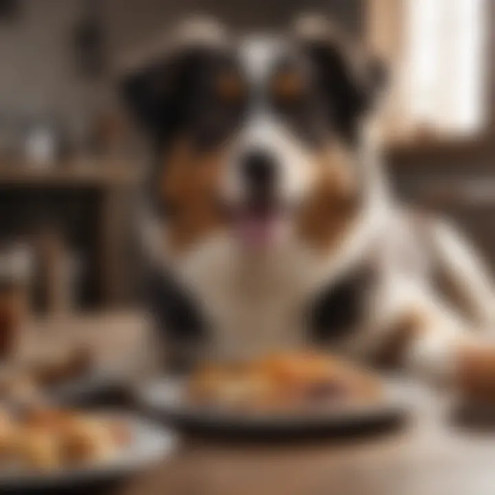 Australian Shepherd enjoying a healthy meal