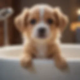 Puppy with soft, shiny coat enjoying a bath